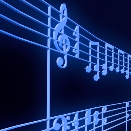 Dreidimensionale Musiknoten als Illustration