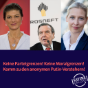 Montage mit Sahra Wagenknecht, Gerhard Schröder und Alice Weidel als "anonyme Putin-Versteher"