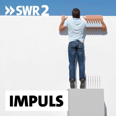 SWR2 Impuls Sendungsbild: Ein Mann schaut über eine weiße Mauer in den blauen Himmel