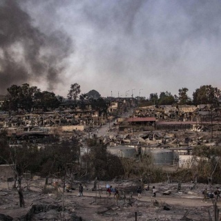 Ein Feuer zerstört am 9. September 2020 Griechenlands größtes Flüchtlingslager Moria auf der Insel Lesbos.