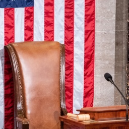 Der leere Stuhl des Sprechers des US-Repräsentantenhauses in Washington, D.C.