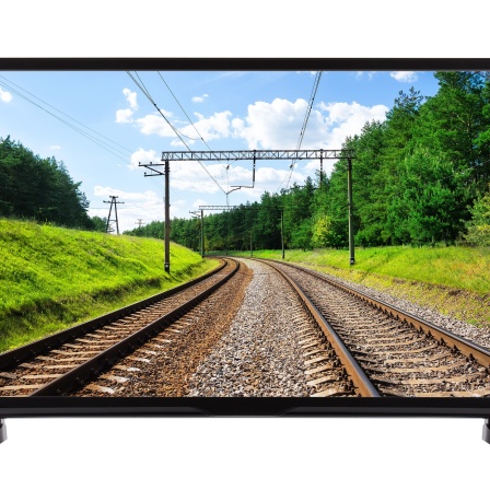 Fernseher mit Eisenbahn auf dem Bildschirm