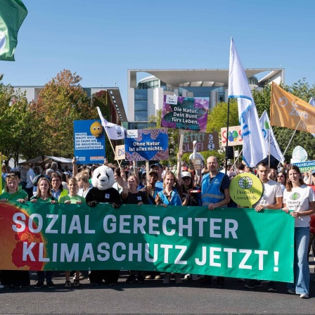 Junge Demonstrierende beim Klimastreik von Fridays for Future in Berlin.