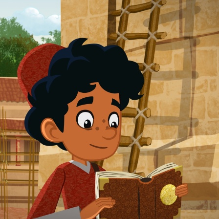 Marco liest in einem Buch