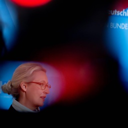 Die AfD-Politikerin Alice Weidel zwischen Fernsehkameras