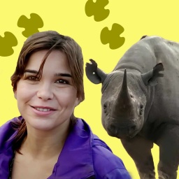 Annika Preil mit einem Nashorn | Bild: BR/ Text und Bild Medienproduktion GmbH