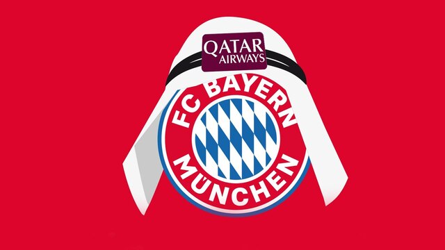 Bayern München mit einem Kaftan von Qatar Airways