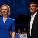 Liz Truss und Rishi Sunak bei der TV-Debatte über die Führung der Konservativen Partei Großbritanniens