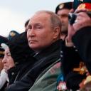 Der russische Präsident Wladimir Putin während der Militärparade zum «Tag des Sieges» auf dem Roten Platz in Moskau. Anlässlich des 77. Jahrestages des Endes des Großen Vaterländischen Krieges feiert Russland den Sieg über das faschistische Deutschland.