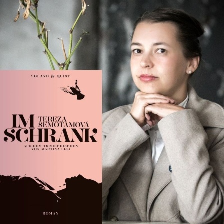 Zu sehen ist die Autorin Tereza Semotamová und ihr Roman "Im Schrank".
