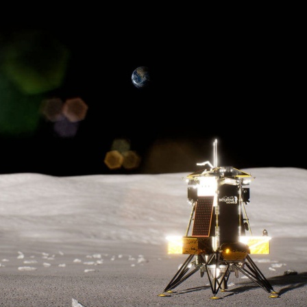 Grafik der Sonde Odysseus auf dem Mond