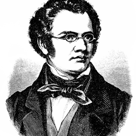 Historische Zeichnung aus dem 19. Jahrhundert, Portrait von Franz Peter Schubert, österreichischer Komponist