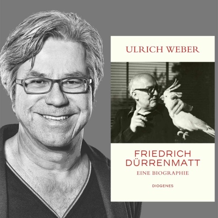 Porträt Ulrich Weber + Buchcover: Ulrich Weber: "Friedrich Dürrenmatt. Eine Biographie" foto: (c) Ulrich Weber / Diogenes Verlag