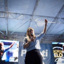 Giorgia Meloni, Führerin der Partei Fratelli d'Italia, bei einem Wahlkampfauftritt in Palermo 