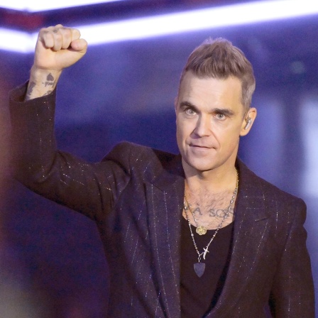 Robbie Williams in der ZDF-Unterhaltungsshow Wetten, dass..? live aus der Messe Friedrichshafen.