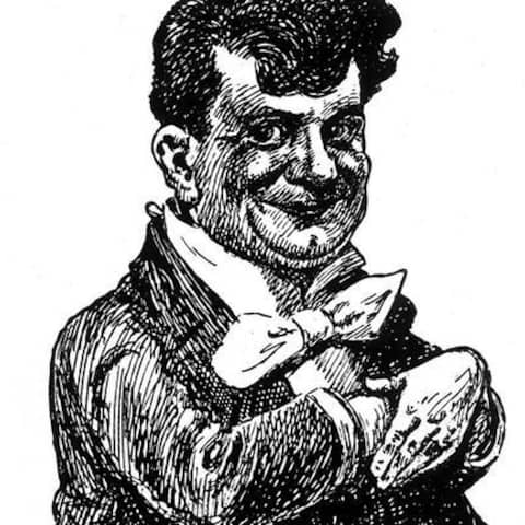 Der Humorist, Volkssänger und Vortragskünstler Otto Reutter (1870-1931) nach einer Karikatur von P. Richards