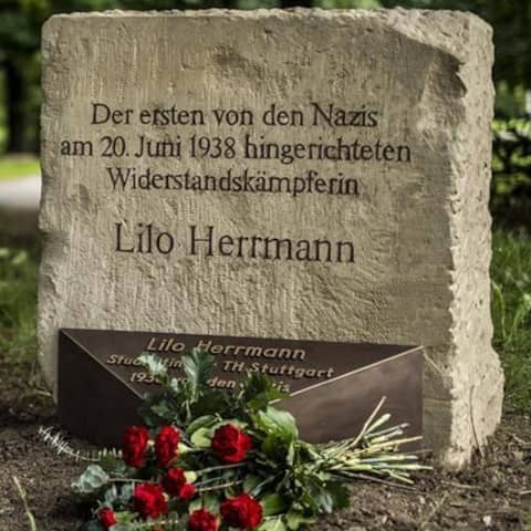 Restaurierter Gedenkstein Lilo Herrmanns