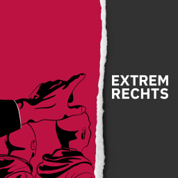 Drei Männer mit Glatzen und eine Hand, die in die Ferne zeigt.