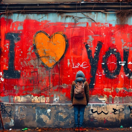 " I love you" steht als Graffiti auf einer Hauswand