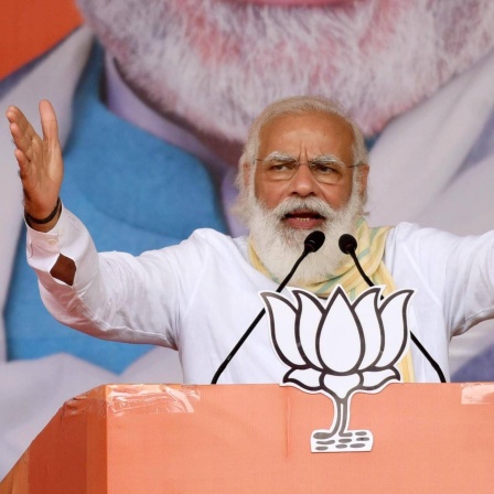 Indiens Premierminister Narendra Modi während einer Wahlkampfkundgebung am 1. November 2020 in Samastipur. Seit der Hindu-Nationalist Modi Indien regiert, wird die muslimische Minderheit zunehmend an den Rand gedrängt.