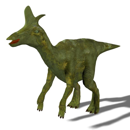 Der Lambeosaurus trug zwei Konchenstrukturen auf dem Kopf und hatte eine Länge zwischen 9 und 15 m