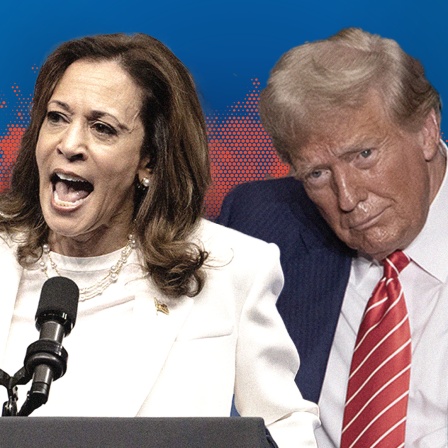 Collage Harris und Trump