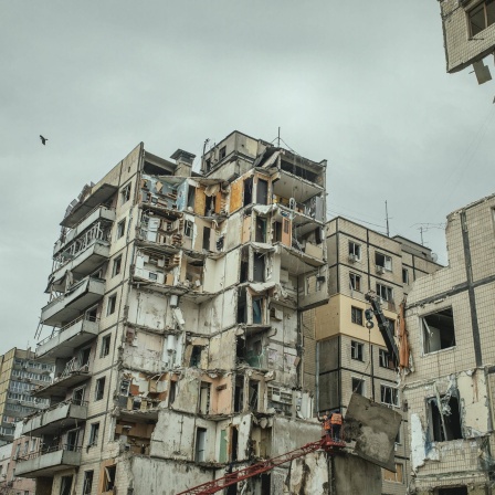 Ein zerstörtes Wohnhaus in der Ukraine.