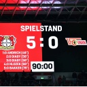 Anzeigetafel beim Spiel Leverkusen gegen Union