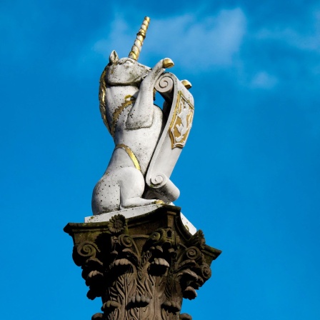 Säule mit Einhorn, dem Nationalsymbol Schottlands in Aberdeen (Bild: picture alliance / imageBROKER | Michael Nitzschke) 