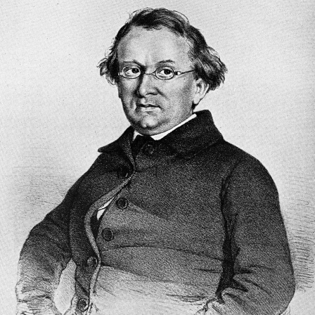Eduard Mörike auf einer Lithografie von Bonaventura Weiß, 1851