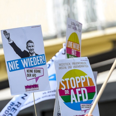 Gegendemonstration zu einer Wahlkampfveranstaltung der AfD in Bayern.