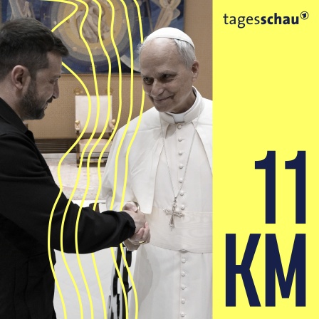 Der ukrainische Präsident Wolodymyr Selenskyj wird von Papst Leo XIV. nach dessen Amtseinführung im Vatikan begrüßt.