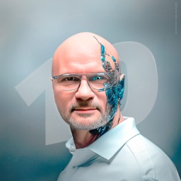 Podcast-Host Karsten Möbius mit einer futuristischen "body modification" im Gesicht