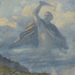 Ein Gemälde des Illustrators Richard Doyle aus dem 19. Jahrhundert zeigt den Donnergott Thor im Himmel.