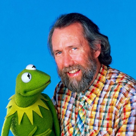 Der Erfinder der "Sesamstraße" und der "Muppet Show" Jim Henson mit Kermit dem Frosch, 1988
