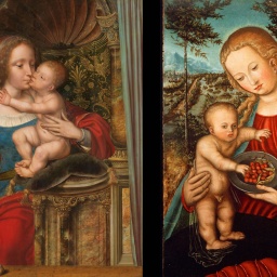 &#034;Virgin and Child&#034; von Quentin Massys, c.1525-c.1530 (links) und &#034;Madonna mit den Kirschen&#034; von Lucas Cranach, um 1506. Archivfotos