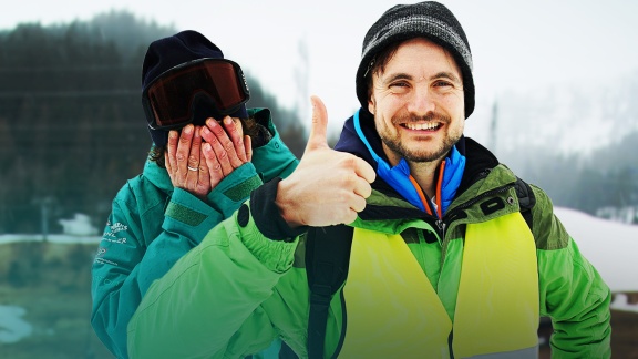 Verstehen Sie Spaß? - Alman Frank Stimpel Auf Der Ski Piste