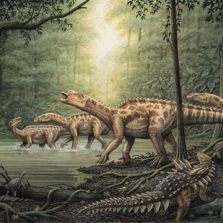 Sauropoden im Wald (Grafik)