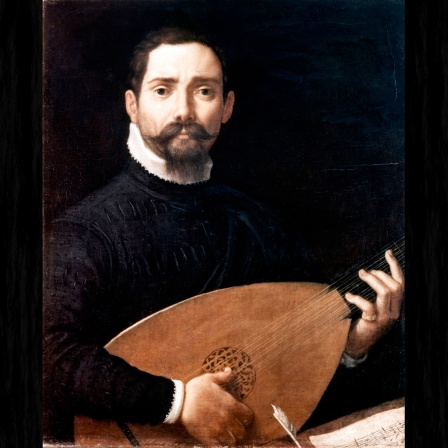 Portrait des Komponisten Giovanni Gabrieli (Gemälde, um 1600, von Annibale Carracci)
