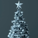 Ein grauer Weihnachtsbuam aus Plastik.