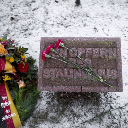 Symbolbild: Gedenkstein mit Aufschrift "Den Opfern des Stalinismus" an der Gedenkstaette der Sozialisten in Berlin - Friedrichsfelde.