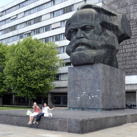 Das Karl-Marx-Denkmal des russischen Bildhauers Lew Kerbel, aufgenommen in Chemnitz