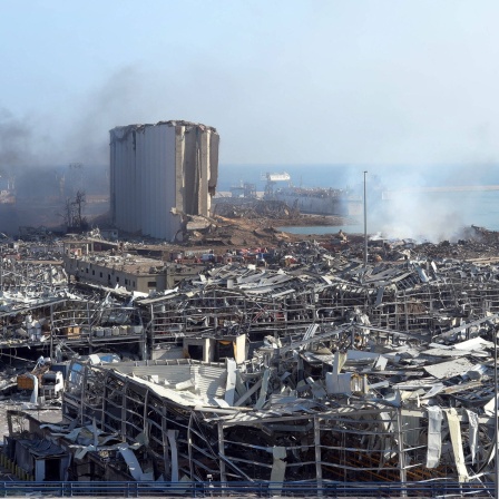 Gewaltige Explosion in der libanesischen Hauptstadt Beirut am 04. August 2020. In Beiruts Hafen wurden mindestens 100 Menschen getötet und tausende Menschen verletzt.