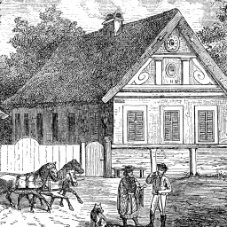 Bauernhaus in Ungarn, Gegend um Kaschau, ca 1880, digitale Reproduktion einer Originalvorlage aus dem 19. Jahrhundert