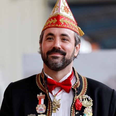 Der Zugleiter des Kölner Rosenmontagsumzugs, Marc Michelske