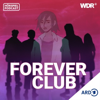 Illustration zum Podcast "Forever Club": Vier gezeichnete Schatten und der Titel-Schriftzug.