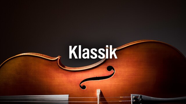 Schriftzug Klassik über einem Cello