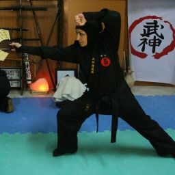 A Ninjutsu exercise during a training session as members of various Ninjutsu schools. Symbolfoto