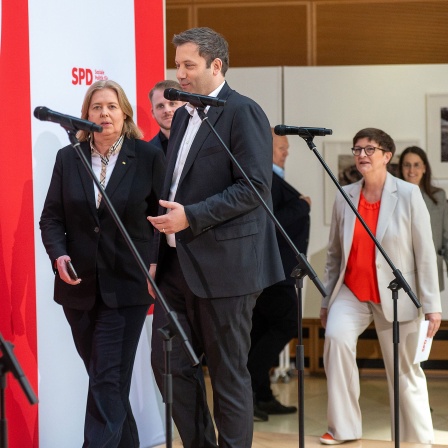 Bärbel Bas, Lars Klingbeil, Tim Klüssendorf und Saskia Esken