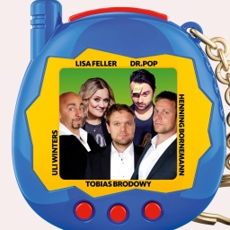 Die Comedians Uli Winters, Lisa Feller; Tobias Brodowy, Dr.Pop, Henning Bornemann in einem Tamagotchi